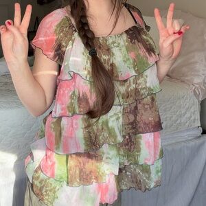 Multicolor Ruffled Women's Top